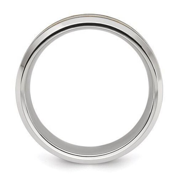 Chisel Titanium Brushed and Polished Yellow IP-plated 8mm Band - Picture 2 of 5